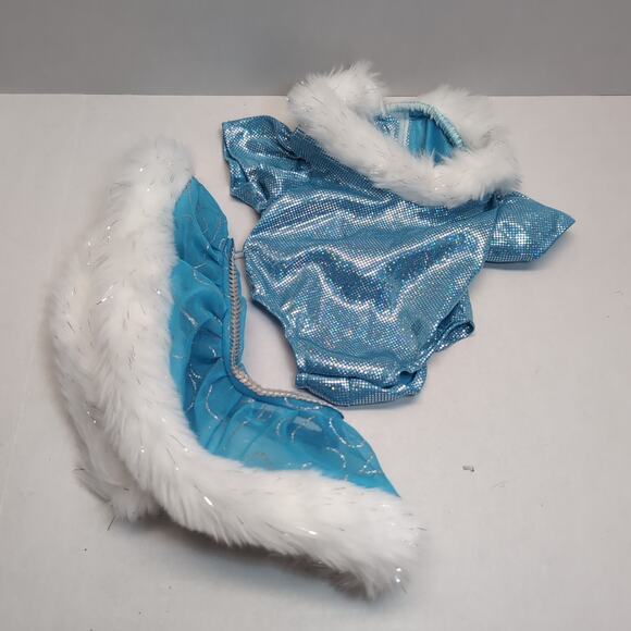 Build A Bear Ice Skating Sparkle Ice Blue Iridescent Outfit w/ Faux Fur & Skates - Picture 7 of 12